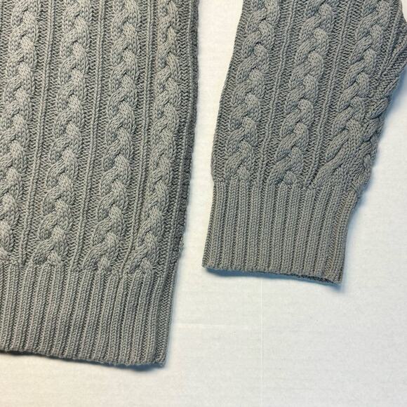 Express Zip-Up Fisherman Cotton Cable Knit Mock Turtleneck Sweater Gray Women XL - Picture 4 of 7